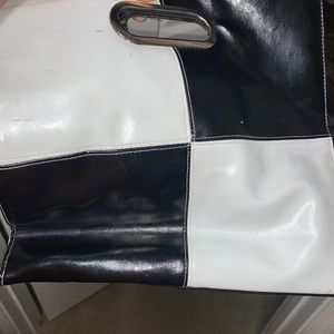 Black and white checkered purse